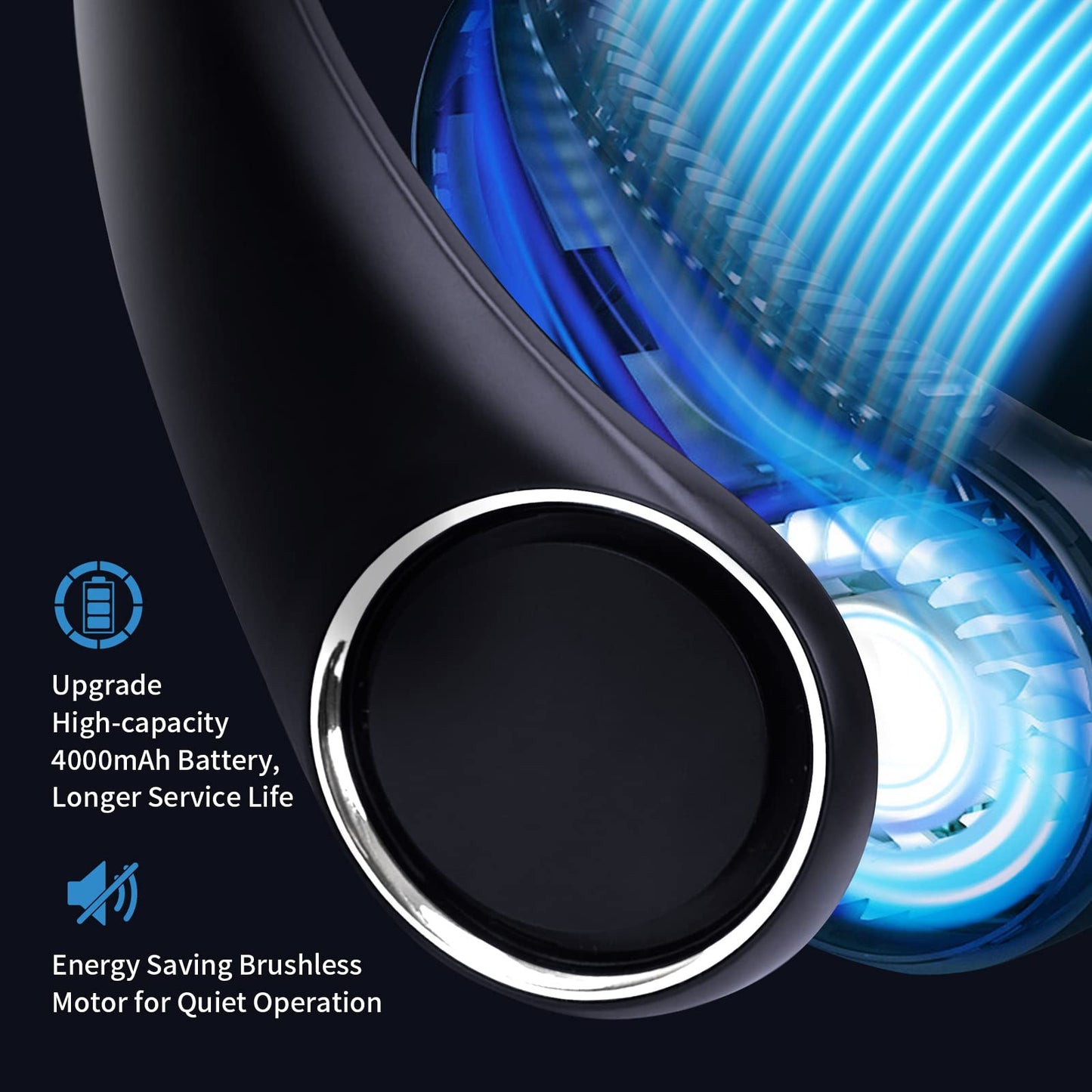 Venforze Portable Rechargeable 4000mAh Neck Fan Lazy Wearable Fan, Quiet 3 Speeds, 6 Hours Runtime, Suitable for Office, Travel, Sports