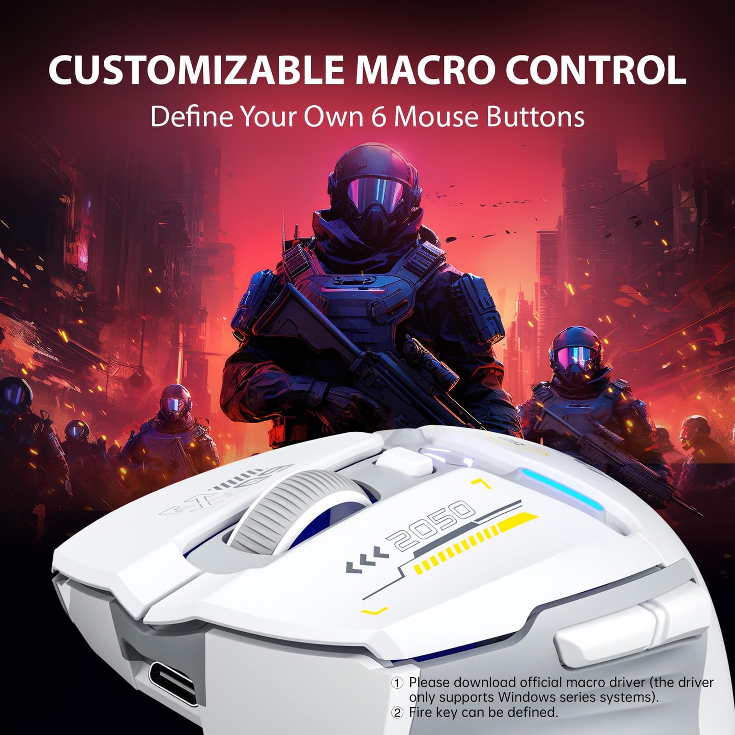 Inphic IN9 Gaming Mouse wireless, real Tri-Mode 2.4G Wireless/Type-C Wired/Bluetooth Mouse, 10k DPI, fully programmable, RGB lighting, Hyperspeed rechargeable wireless mouse for laptop PC.