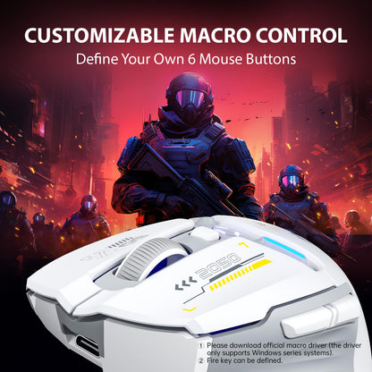Inphic IN9 Gaming Mouse wireless, real Tri-Mode 2.4G Wireless/Type-C Wired/Bluetooth Mouse, 10k DPI, fully programmable, RGB lighting, Hyperspeed rechargeable wireless mouse for laptop PC.