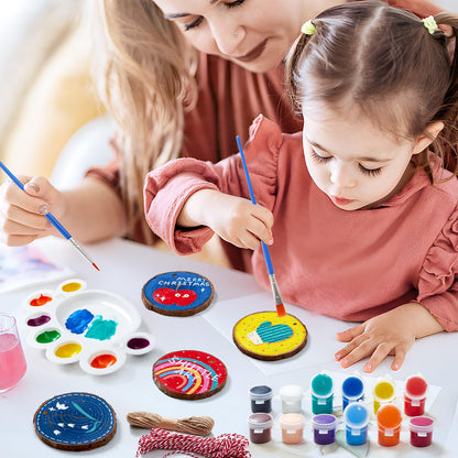 Shuttle Art Wooden Discs for Crafts, 70 Pieces 7-8cm Pre-Drilled Tree Slices with Hole, Natural Wood Slices for Painting with Acrylic Paints and Permanent Marker, Wood Circles, Suitable for Children, Christmas Decoration.