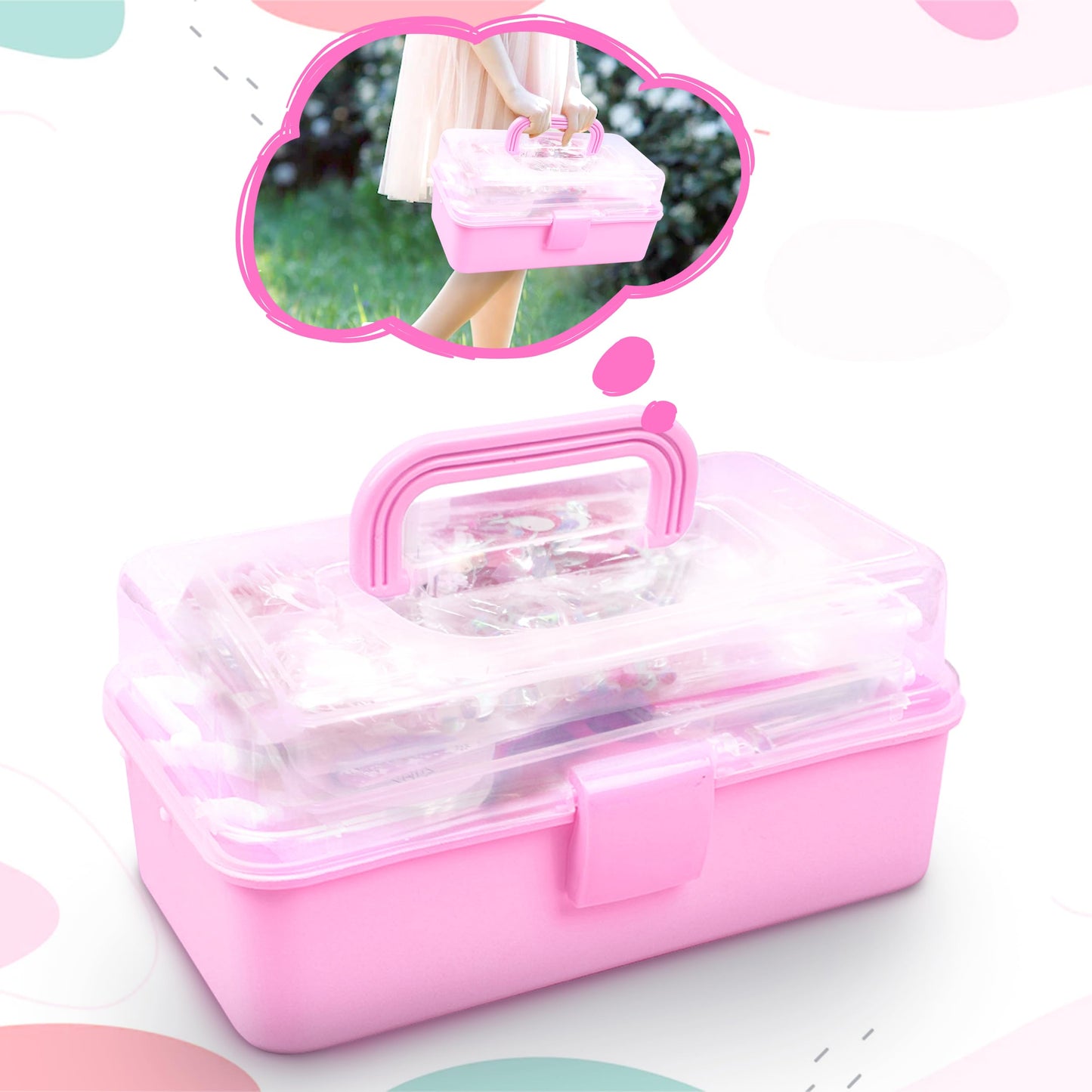 LINAYE 3000+ pcs crafting set for kids includes pom poms, pipe cleaners, and scrapbooking materials. Perfect gift for boys and girls aged 4 to 10. Crafting essentials in a pink carrying case.