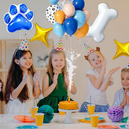 124 Piece Dog Paw Balloon Garland Blue Balloons Dog Foil Balloon Printed Boy Girl Birthday Decor Blue Orange Balloons Dog Theme Kids Birthday Boy Girl Baby Showers