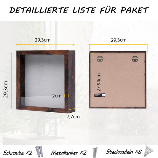 Muzilife Wood 3D Picture Frame for Filling with Opening 28x35cm, Dark Brown Object Frame with Pins and Dowels for DIY Display Shadow Box, Gift for Family Friends Office, Dark Brown