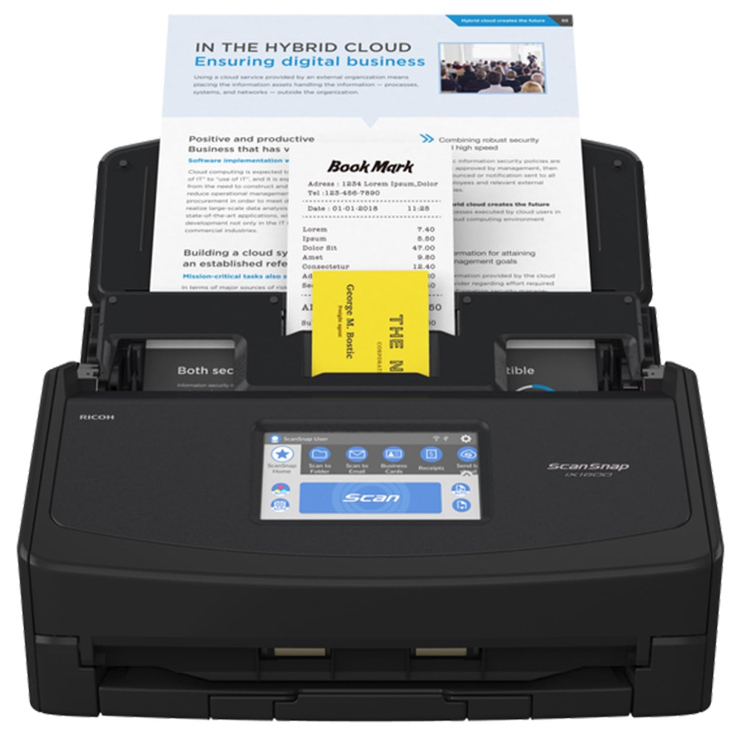 ScanSnap iX1600 Desktop Document Scanner Black - 5 GHz - Duplex, ADF, A4, WLAN, Touchscreen, USB 3.2
