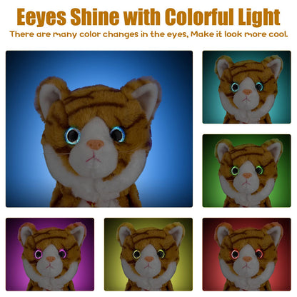 Interactive electronic plush cat toy - Update Touch Control Meow Kitten with LED eyes, electronic robot cat toy gifts for boys & girls children's birthday Christmas