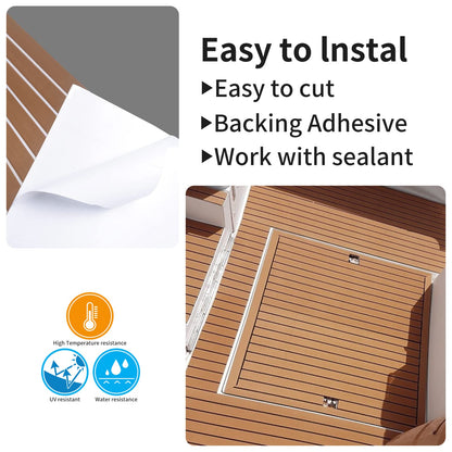 SenMore Eva Teak Self-Adhesive Foam Boat Yacht Flooring Non-Slip Mat Marine Deck Hardware for Boats Yacht Marine Carpet with Self-Adhesive Backing, 240x90cm