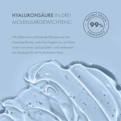 Satin Naturel Hyaluron Serum highly dosed 100ml - 24h moisture - Hyaluronic Acid Serum Face - Vegan - Facial Care Men and Women - Anti Aging Hyaluronic Acid Facial Serum with organic Aloe Vera