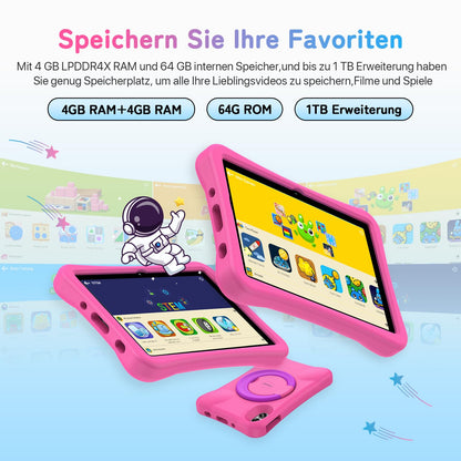 UMIDIGI Kids Tablet 10.1 inch HD, G1 Tab Kids Tablet Android 13, 8GB(4+4)+64GB/TF 1TB Quad-Core, Parental Control, 6000mAh, WiFi 6/BT5.0, 8MP Camera GMS, Eva Protective Case