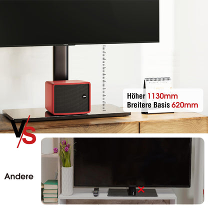 AOKCOS TV stand base TV stand height 1130mm for 43-75 85 inch TVs, tiltable swivel adjustable height TV stand, universal TV stand feet base Max VESA 600x400mm 50KG (black)