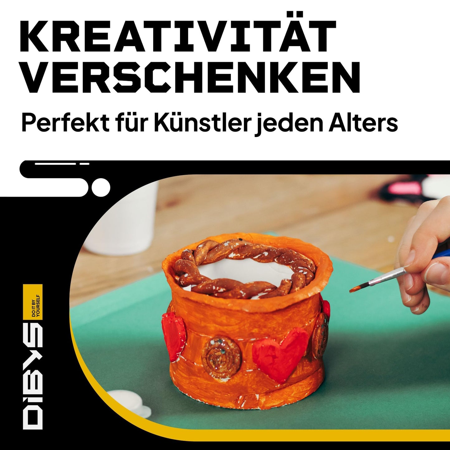 DIBYS Pottery Set for Home | Starter with Modeling Tools, Air Drying Clay in White, Colors & Brushes | DIY Pottery for Kids & Adults | Creative | Gift Ideas