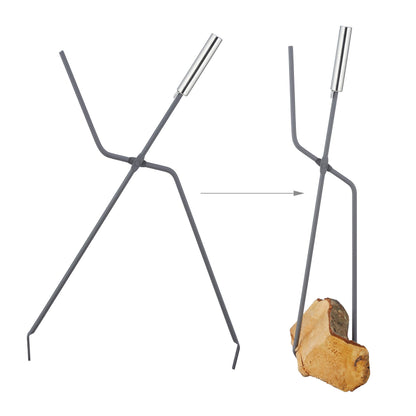 Relaxdays fireplace tool set, 5 pieces, shovel, broom, tongs, poker & holder, gray