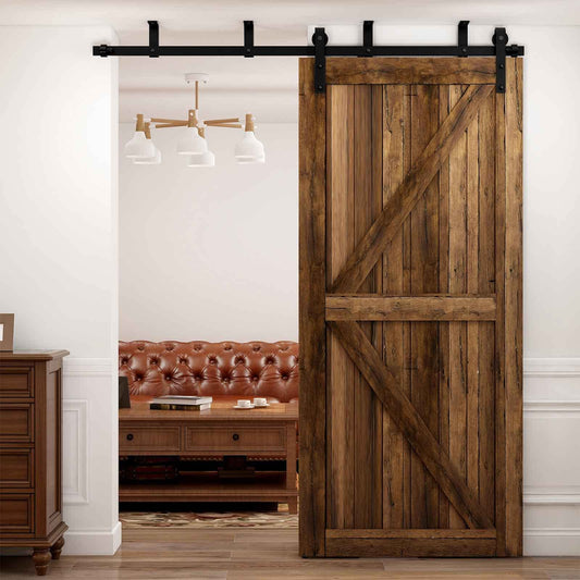 6FT/1.8M Ceiling Mount Sliding Barn Door Hardware, L-shaped bracket system, Fits 60cm wide, single door panel.