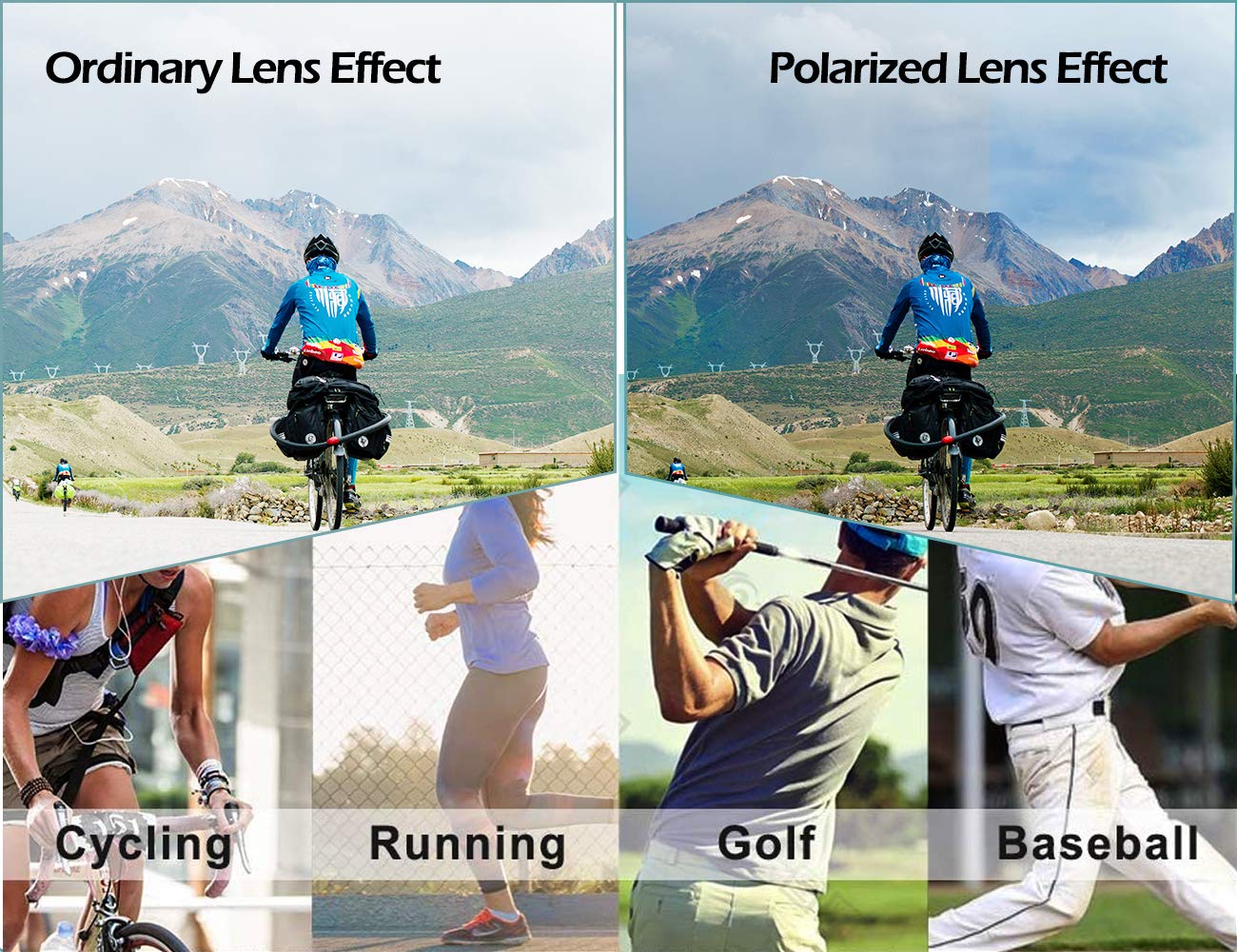 ROCKBROS Bike Glasses Polarized Sunglasses with 5 Interchangeable Lenses for Women Men Sports Glasses Cycling Running Fishing for Outdoor Sports.