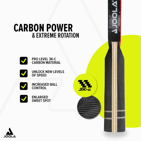 JOOLA Pro Table Tennis Racket Infinity Carbon, ITTF approved competition racket, 29.5 x 18 x 3.5 cm, Black