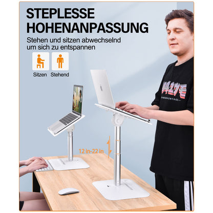 Adjustable laptop stand, suitable for 11-17.3 inch laptops. Can be used on desk, bed, sofa, or car. Great for reading and working.