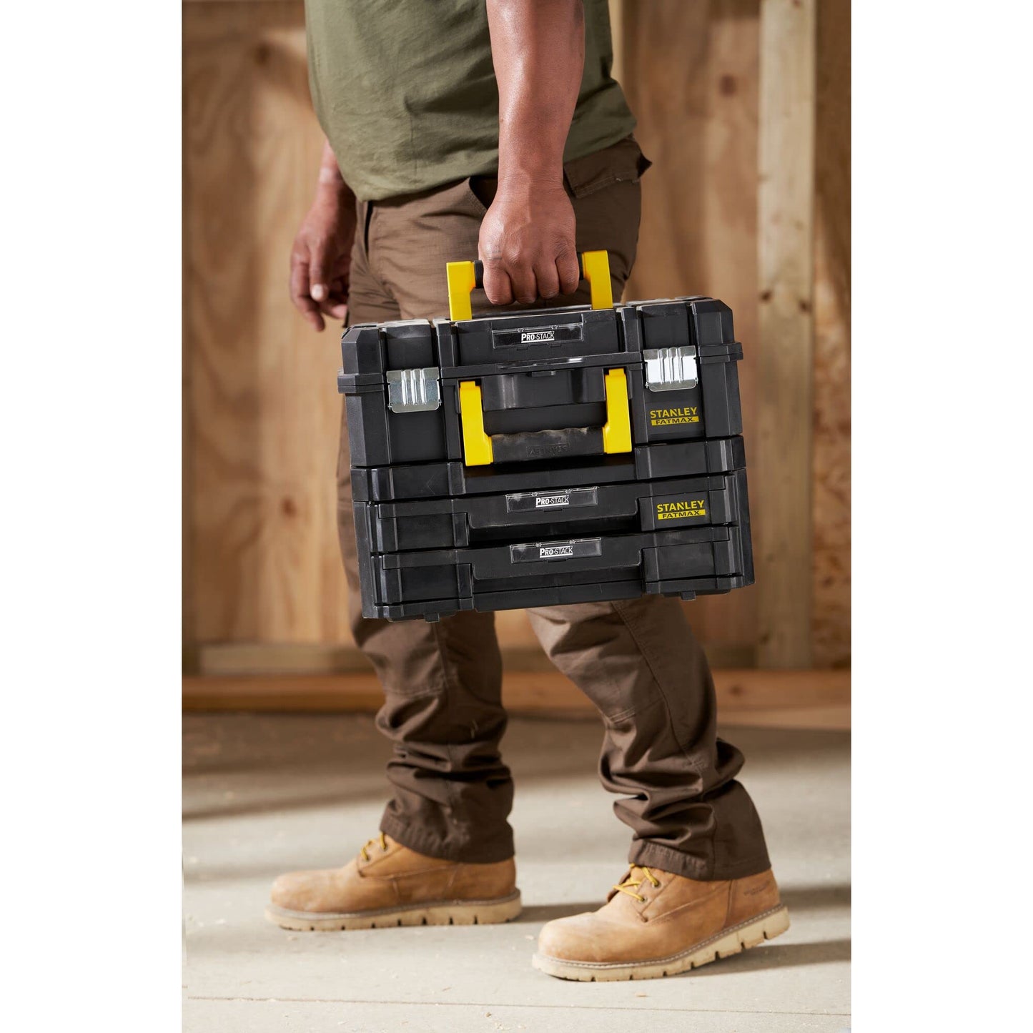 STANLEY FatMax Pro-Stack tool box empty tool case - tool chest (21.5L capacity, with 2 drawers and organizers for small parts, with metal closures) FMST1-71981