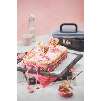 Original Emperor Inspiration rectangular springform pan 36 x 24 cm, rectangular baking pan with lid, cake pan with practical transport cover, non-stick coated, foldable handle, Tiramisu shape