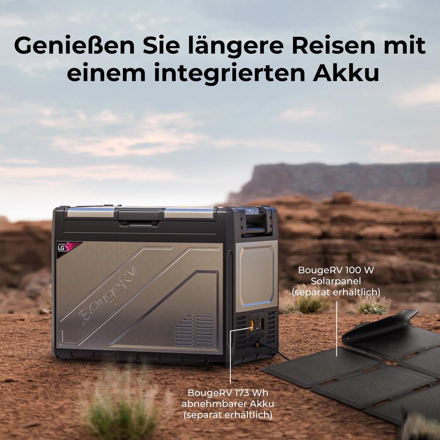 BougeRV Rocky2 65L car cooler 12V 230V with 5.7cc compressor cooler Dual Zone with freezer compartment APP control Removable partition, car fridge 12/24V camping travel boat fishing Cools down to -20°C.