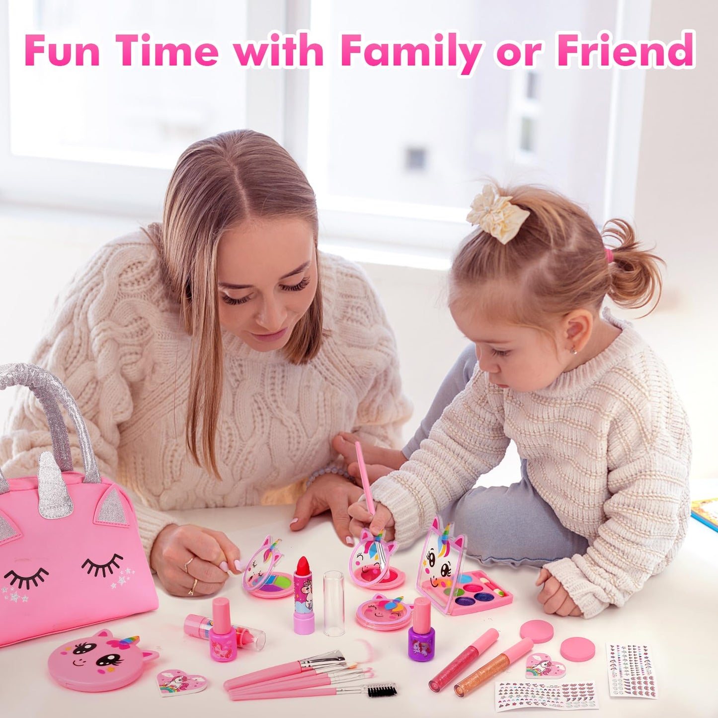 Aureyung Kids Makeup Set Girls Toy, Unicorn Makeup Case, Washable Kids Makeup Kit, Christmas Birthday Gifts for Girls 3 4 5 6 7 8 9 10 Years
