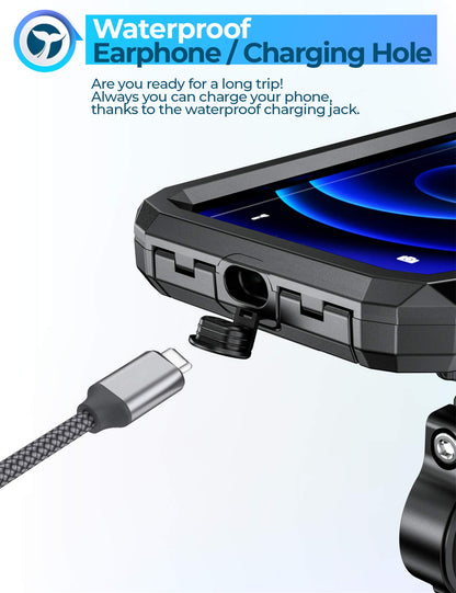 Orcas motorcycle phone holder Waterproof - for mountain bike, scooter, e-bike, MTB 360° adjustable, 6 inches to 7 inches Mobile holder for cycling, Fits iPhone Xr Max, Samsung Note
