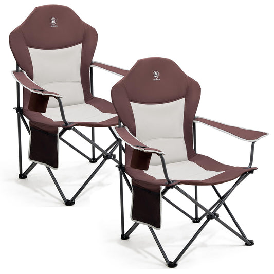 EVER ADVANCED Luxury Camping Chair Foldable 160KG Capacity Extra Large with High Backrest, Comfortable Folding Chair with Side Pockets & Cup Holder for Camping Garden Balcony Fishing, Outdoor Chair Fishing Chair