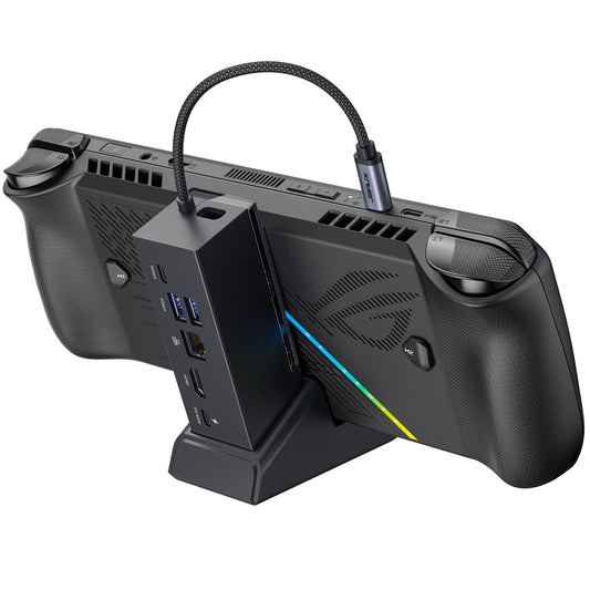 JSAUX 6-in-1 Docking Station Compatible with ROG Ally X/ROG Ally/Steam Deck/Legion Go/Legion Go S, with HDMI 4K@120Hz, Gigabit Ethernet, USB A & USB C 3.0, and 100W PD Charging - HB0609 Black