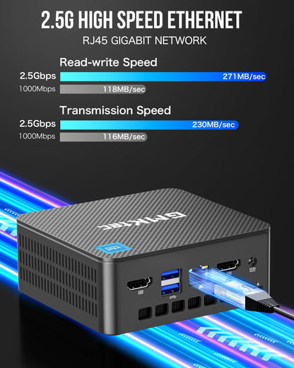 GMKtec G3 Plus N150 Mini PC Intel Twin Lake N150 (Upgrade from N100), 16GB RAM 3200MHz, 512GB PCIE3.0 M.2 NVMe SSD (supports PCIe 3.0), Mini Computer, USB 3.2*4, 2*HDMI 4K@60Hz, 2.5G LAN, Micro PC