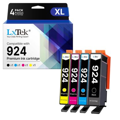 LxTek 924 printer cartridges 924 Multipack 924e Compatible for HP 924 cartridges for HP Officejet Pro 8132e cartridges for Officejet Pro 8122e 9120e 9730e 8124e 8120e 8130e (4-pack, No chip)