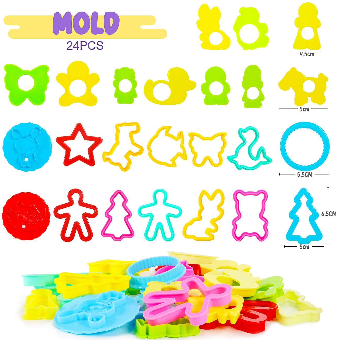 Jiosdo Clay Tool Set, 40 Pieces Clay Accessories for Kids, Playdough Tools, Extruder Modeling Tool Kitchen Toy Learning Toy for Boys Girls (with Storage Box)
