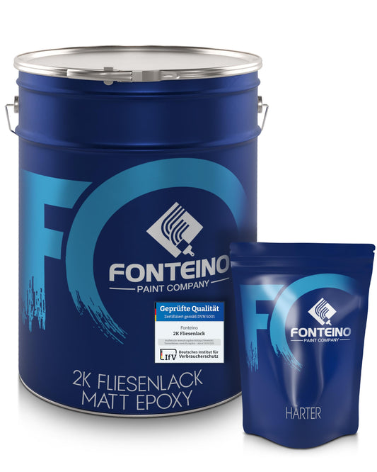 Fonteino 2K tile paint MATT White RAL 9010 for kitchen bathroom wall tiles floor tiles - 2.5Kg