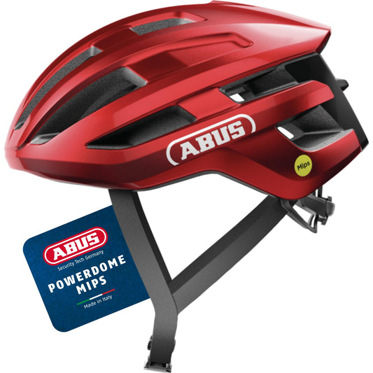 ABUS road bike helmet PowerDome MIPS - lightweight helmet with smart ventilation system and impact protection - Made in Italy - for men and women - Red, Size S