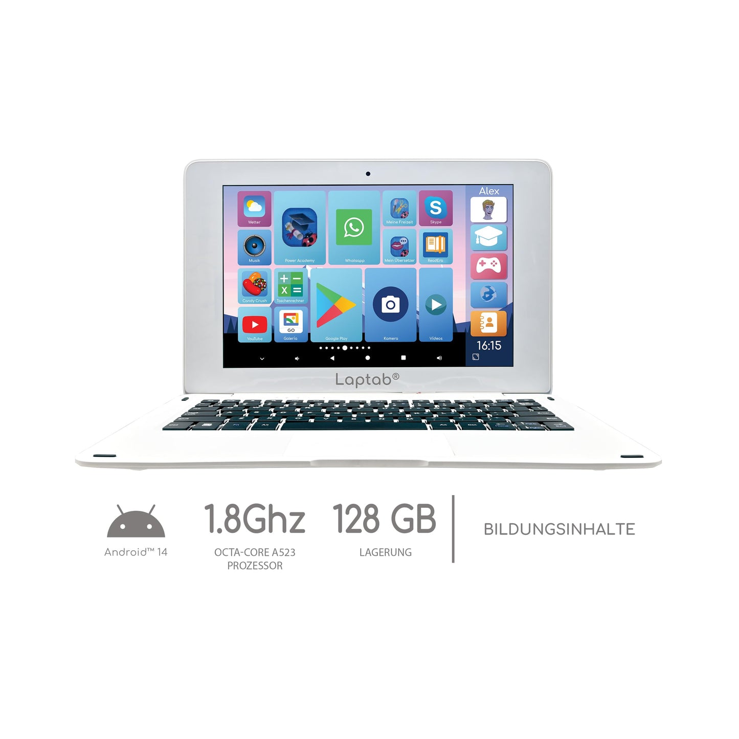 Lexibook, LAPTAB® 10, touchscreen laptop designed for the whole family, educational and fun content, Powered by Android™, parental controls, ultra-slim and lightweight, LT10EN