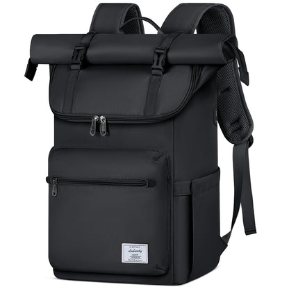 Lubardy Rolltop Backpack Men Women Waterproof Laptop Backpack 17.3 Inch School Backpack Daypacks for College Work Travel Leisure