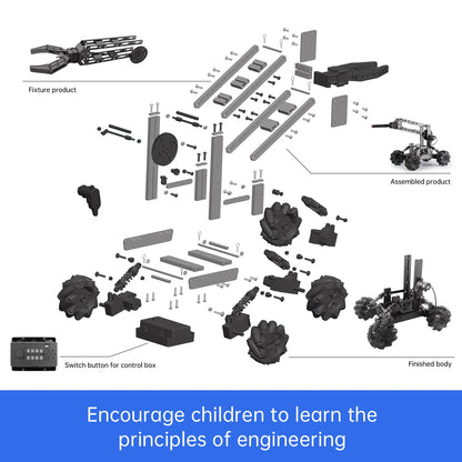 Robot kit, robot toy, experiments for kids 8+, 2-in-1 robot arm car with electronic programming and remote control, STEM kids' toy, birthday gifts for kids.