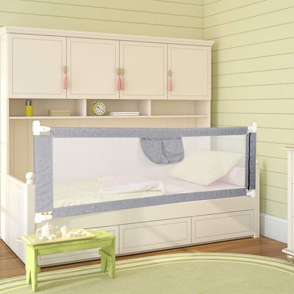 Owlke 200cm bed guard rail, bed rail for children, adjustable height from 80-96cm, guard rail for toddlers, baby bed rail, children's bed guard rail, fall protection for kids, gray.
