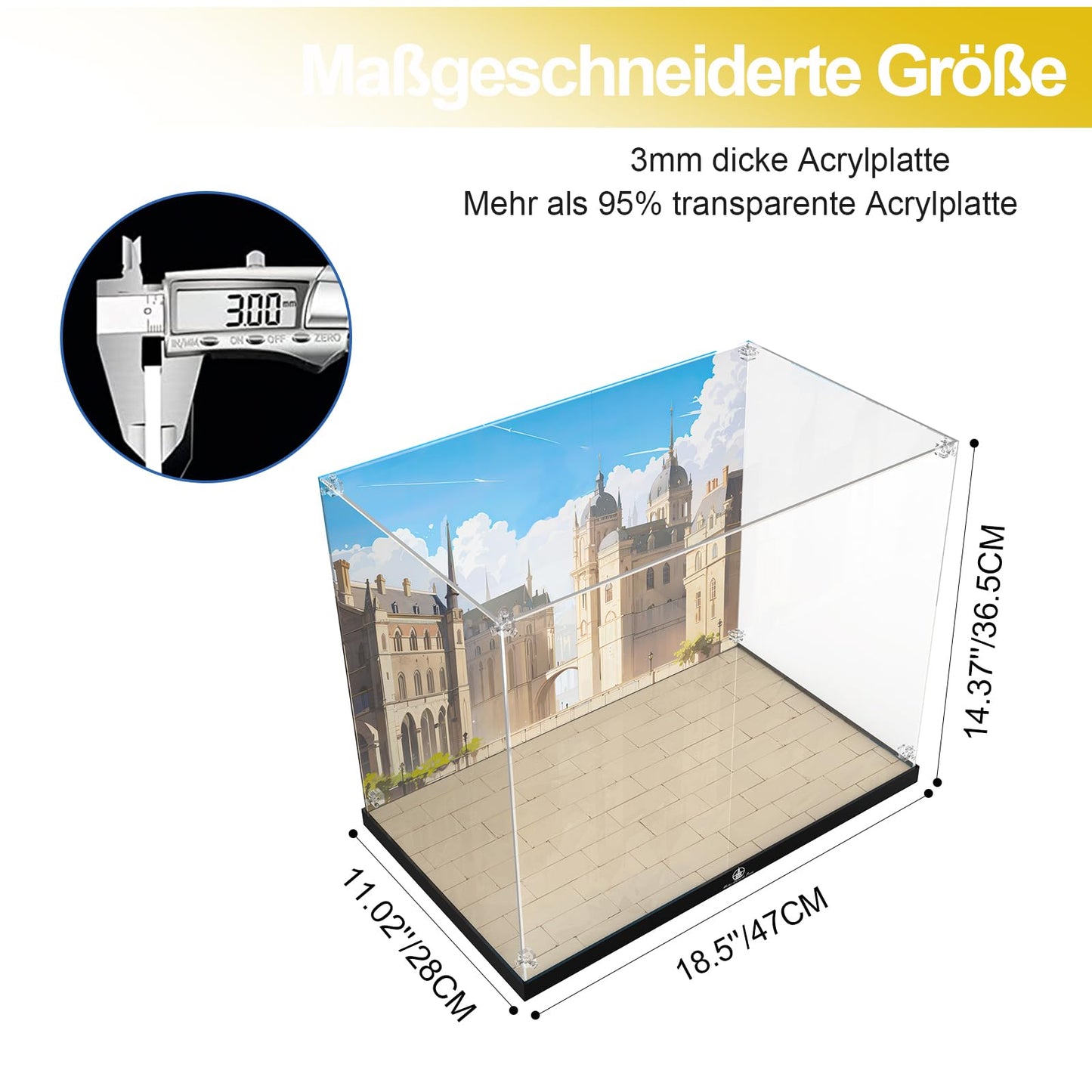 cooldac acrylic display case compatible with Lego 21061 Notre Dame de Paris, dustproof and transparent showcase compatible with Architecture 21061 set (case only, model not included)