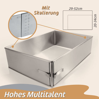 4smile rectangular adjustable baking frame - 8cm high stainless steel rectangular baking pan - rectangular cake mold for baking and preparing layer cakes