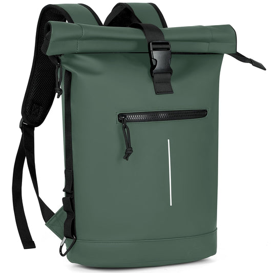 Lekeinchi Rolltop Backpack Waterproof for Women & Men, Large Laptop Backpack with Compartment for 17 Inch Laptop, Elegant Travel Daypack for Travel, Cycling, Uni School, Work-Green.