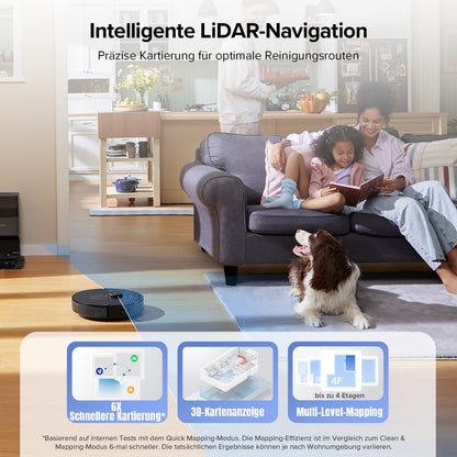 roborock Q5 Max+ robot vacuum with automatic dust disposal, 5,500 Pa suction power, DuoRoller brush, up to 7 weeks hands-free cleaning, PreciSense LiDAR navigation, app & voice control, black.