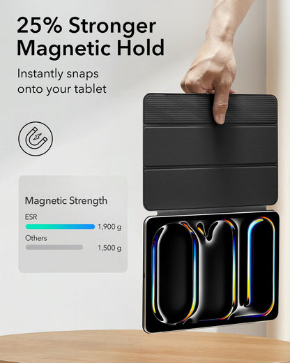 ESR for iPad Pro 13 inch Case M4 (2024), Magnetic Attachment, Thin Triple Foldable Stand Cover, Supports Pencil Pro/USB-C, Auto Sleep/Wake, Durable Protection, Black