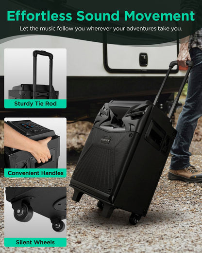 Karaoke machine with 2 microphones, Bluetooth portable PA system for adults, 10-inch speaker supports live streaming, DJ lights/FM radio/recording, YouTube, TikTok.