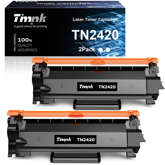 Timink TN2420 TN 2420 Compatible Toner Cartridge for Brother TN2420 TN2410 for MFC-L2710DW L2710DN DCP-L2510D L2530DW L2550DN, HL-L2310D L2350DW L2370DN L2375DW, L2730DW L2750DW (2 Black)