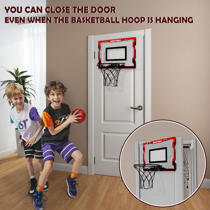 Indoor kids basketball hoop, gift for boys 6 8 10, mini basketball hoop room with 2 basketballs, sports toy basketball hoop set outdoor indoor