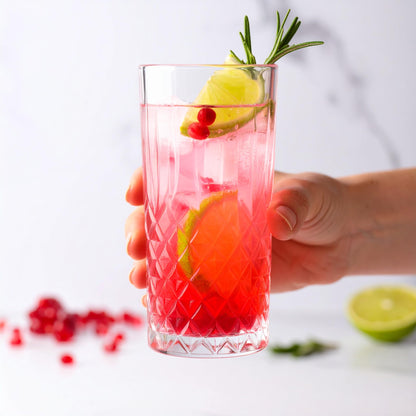 Krosno Glassware Water Glasses Set of 6, Dishwasher Safe, Clear with Crystal Effect, 300ml Highball Cocktail Gin Water Drinking Glasses.