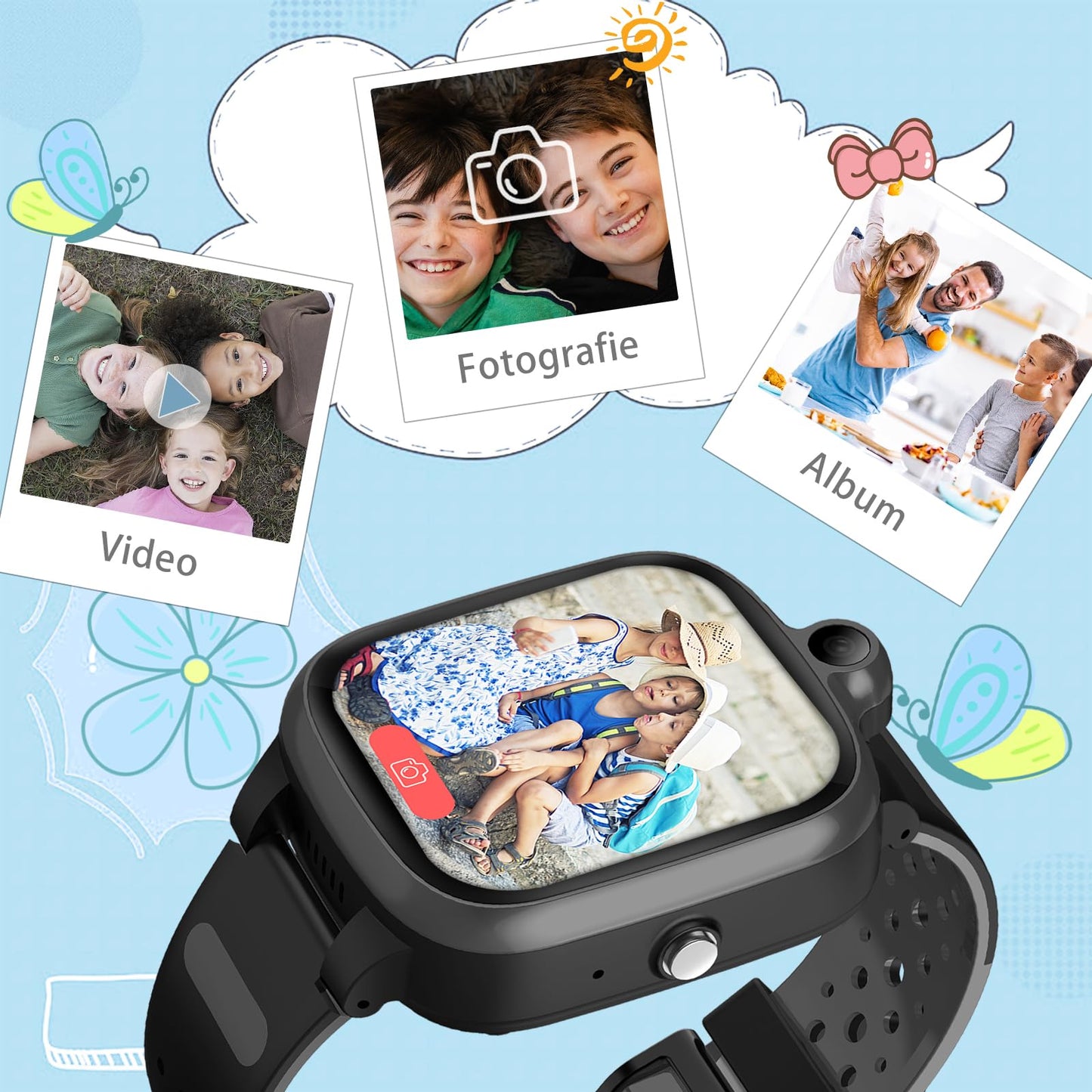 4G kids smartwatch with GPS and phone, touchscreen smart watch for kids with WiFi, video calling, camera, SOS, school mode, gift for boys and girls. Multimedia smartwatches.