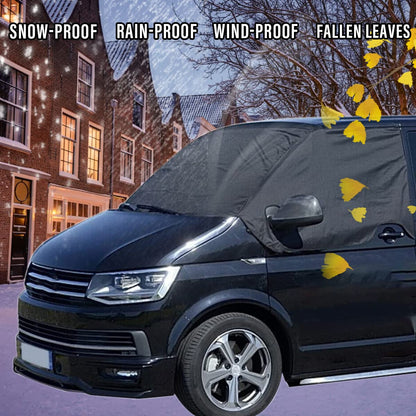 Car front windshield cover for VW T6, Durable 600D Oxford fabric front window sunshade weatherproof camping cover, 100% blackout curtain wrap cover