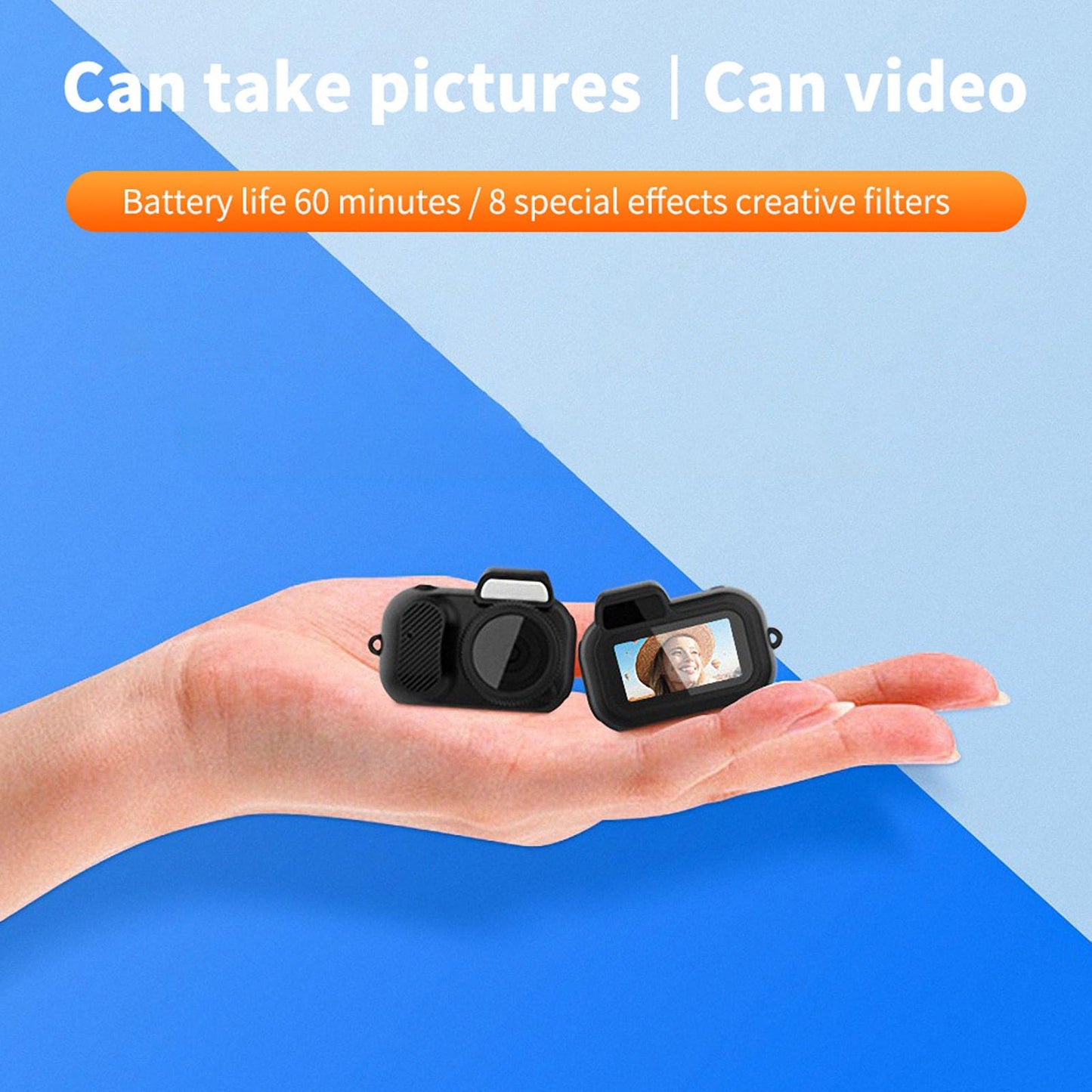 Sxhlseller Small Digital Camera - 0.96 Inch Screen FHD 1080P 30fps Video Camera with Hanging Chain, Rechargeable Keychain Camera for Kids Students Girls