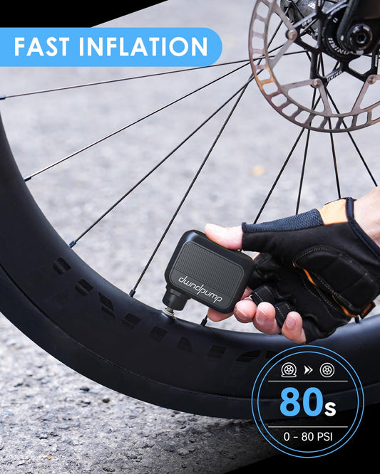 dwndpump Mini Bike Pump, 100 PSI Electric Bike Air Pump, Portable Battery Bike Pump for all valves, Small Bike Mini Pumps for road bikes, with Presta and Schrader Valve (no pressure gauge)