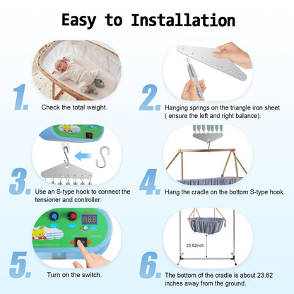 TESUGN Hanging electric cradle controller, noiseless adjustable electric baby swing baby rocker controller with 7 pieces spring up to 21 kg for the baby spring cradle and baby hammock