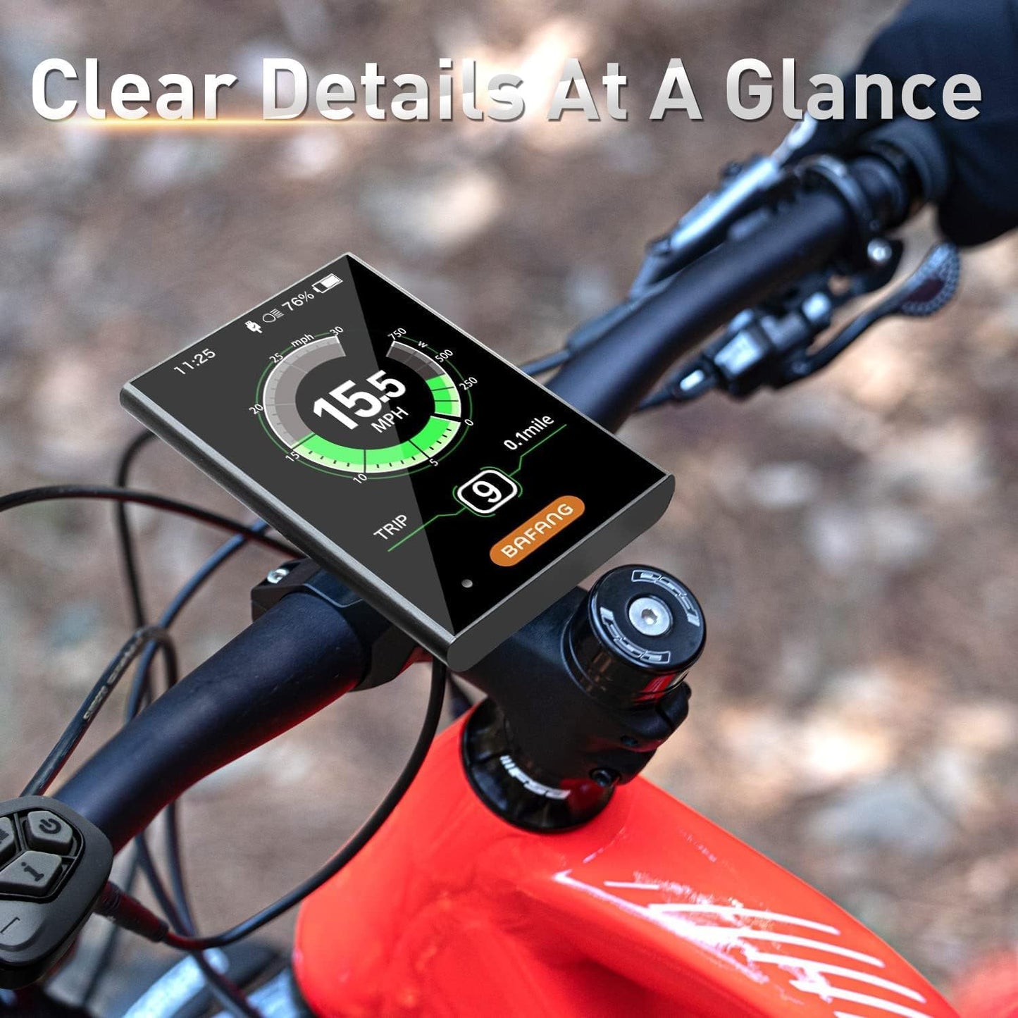 BAFANG 3.5in eBike Display DPC18 for BBS01B BBS02B BBS-HD Mid Motor with 0-9 Pedal Assist Levels. eBike computer display with automatic backlight and UART protocol.